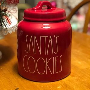 Rae Dunn Santa’s Cookies Red Canister